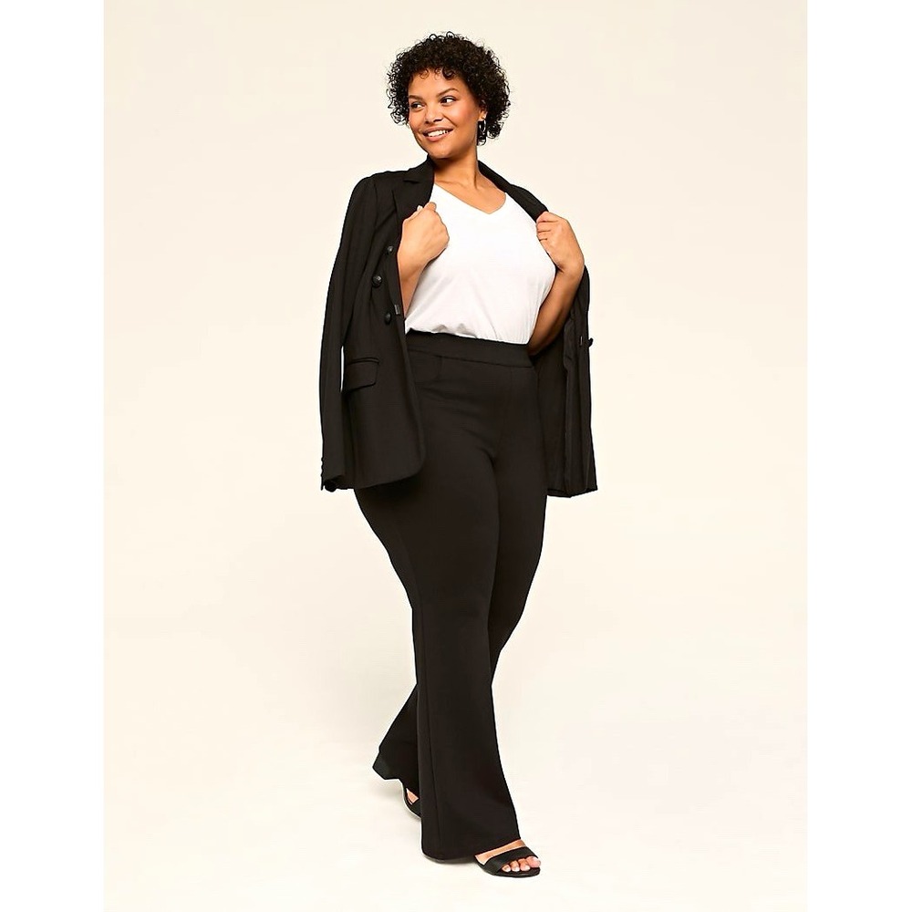 Lane Bryant Ponte Bootcut Dress Pants Size 22 Short Black Mid Rise Stretch NEW